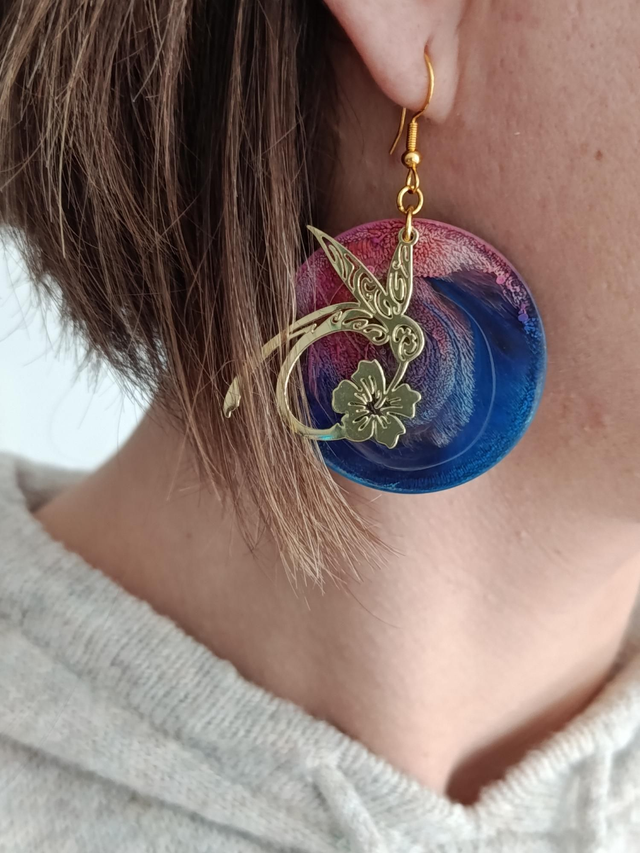 Boucles d’oreilles « Danse du Colibri » — Collection "Les Nuances de l’Infini"