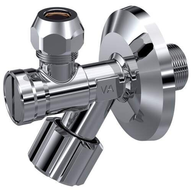 Raminex Hoekstopkraan 1/2&quot; buitendraad x10mm knel (3/8&quot; buitendraad aansluiting) met filter