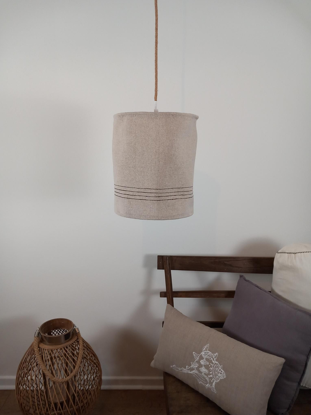 Abat-jour suspension en chanvre peint à la main diamètre 25 cm