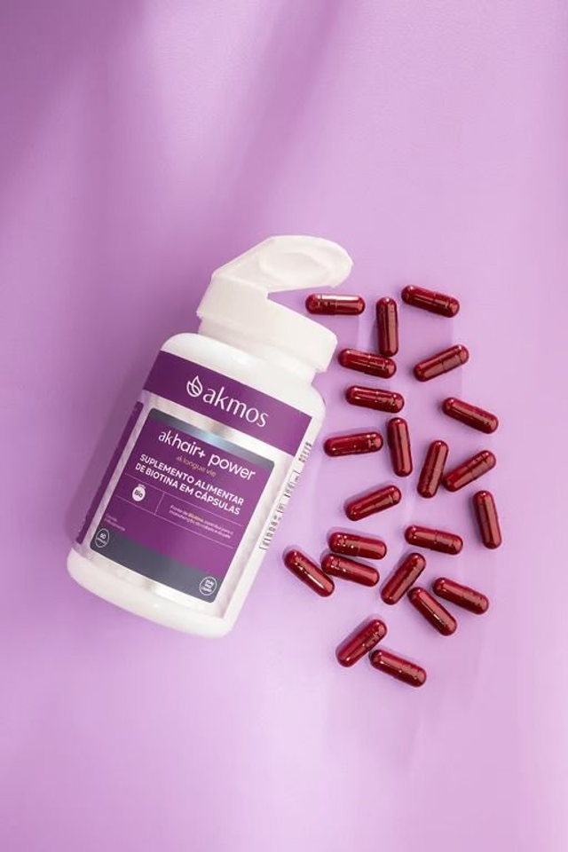 Akmos: BIOTINA POWER: Força, beleza e vitalidade: pele, cabelos e unhas, 60 cáps