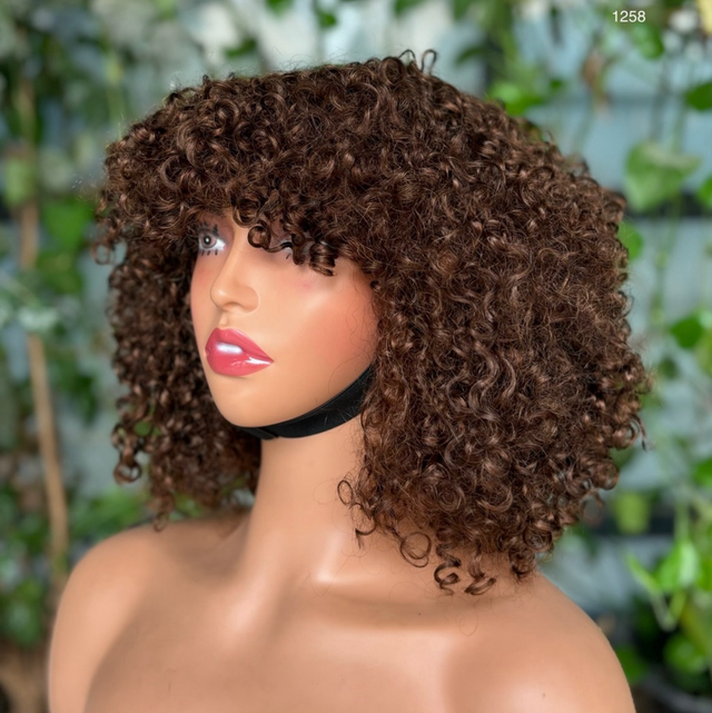✨ Perruque Bouclée 100% Cheveux Naturels – Couleur Châtain Chocolat ✨