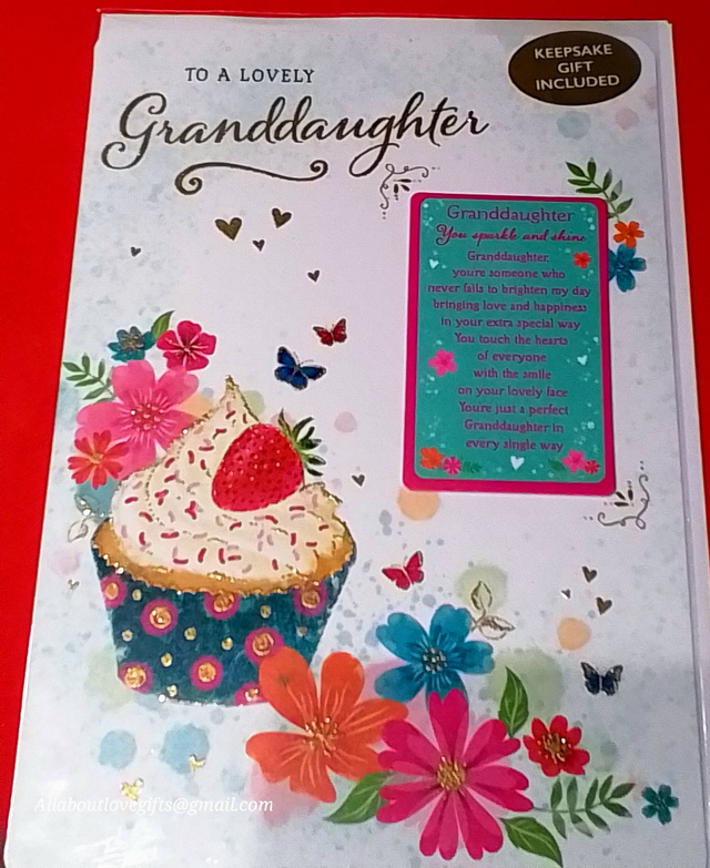 Granddaughter Birthday Card with Sentiment Keepsake Card. 