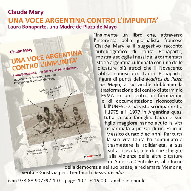 Claude Mary, "Una voce argentina contro l'impunità" (trad. di Francesco Caporale), 24marzo Onlus/qudulibri 2014