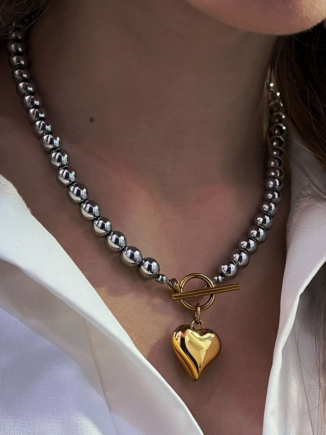 Naszyjnik „Złote Serce Hematytu”