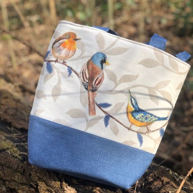 Three little birds on a branch upcycled shoulder bag