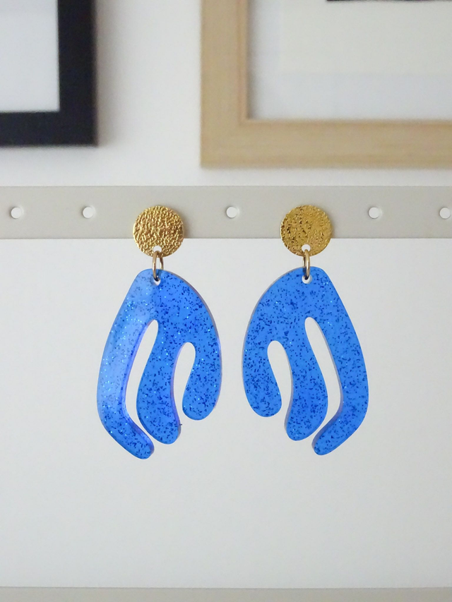 Feuille : bleu paillettes