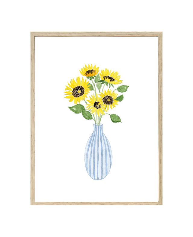 Affiche aquarelle 30x40 cm Bouquet TOURNESOLS