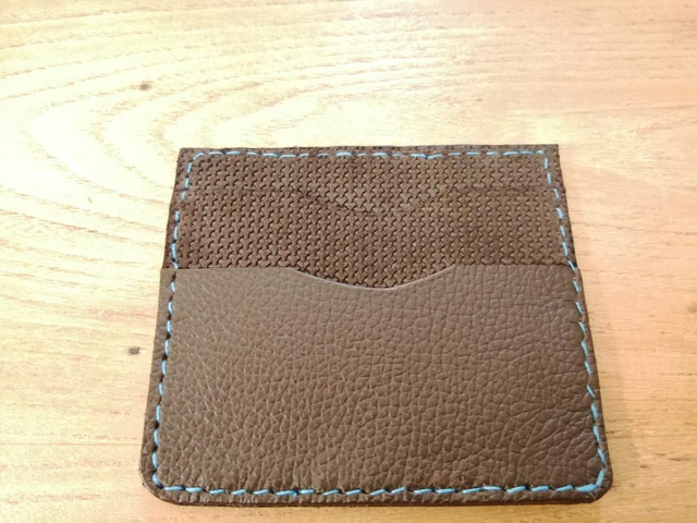 Porte 2 cartes cuir grainé Marron