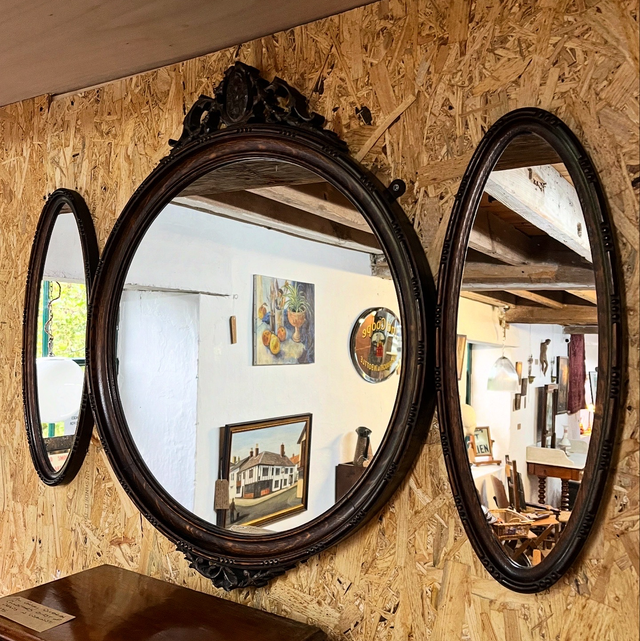 A Large 1930’s Wall Hanging Triple Overmantle Mirror