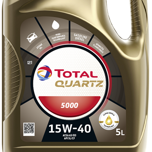 MOTOROVÝ OLEJ TOTAL QUARTZ 5000 15W40 5L - Viskózní třída 15W-40 TOTAL 15W4050005L