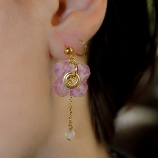 Charme Printanier#1-Quartz et tissu rose