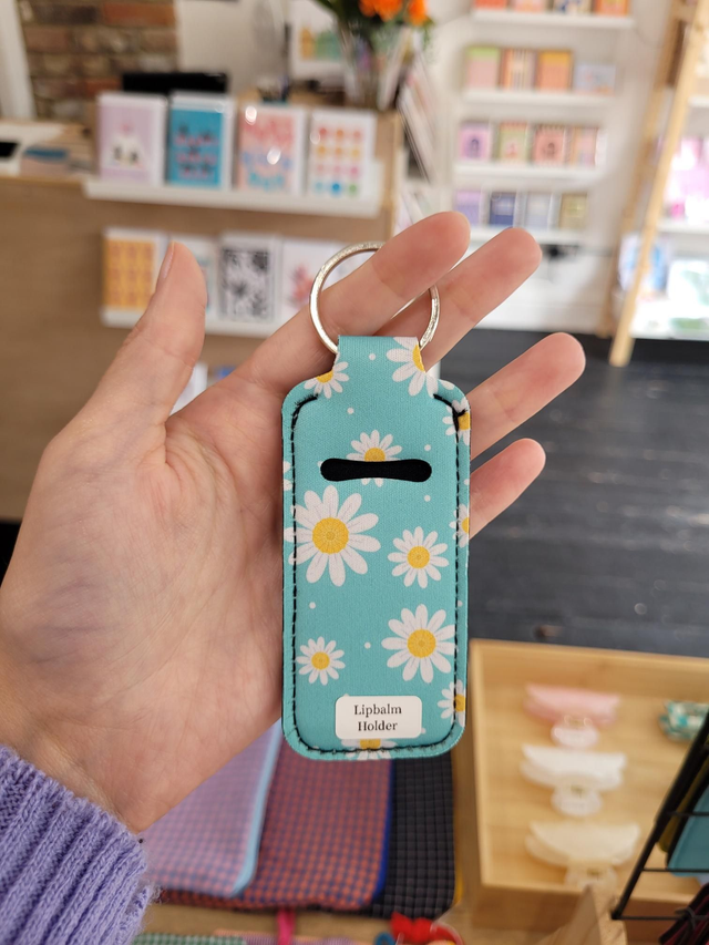 Floral neoprene lip balm holder keyring - HE-121