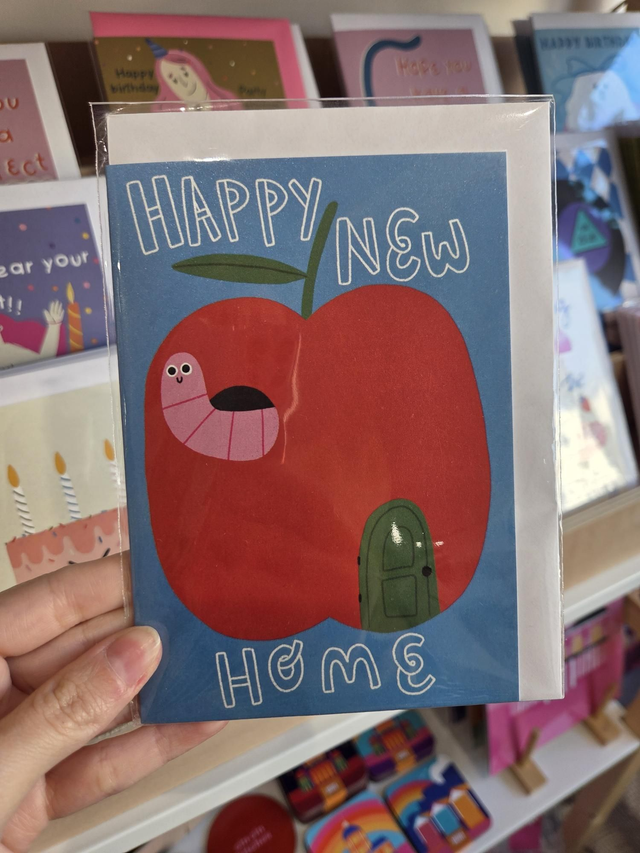 Happy New Home Apple And Worm Greetings Card - MD-003