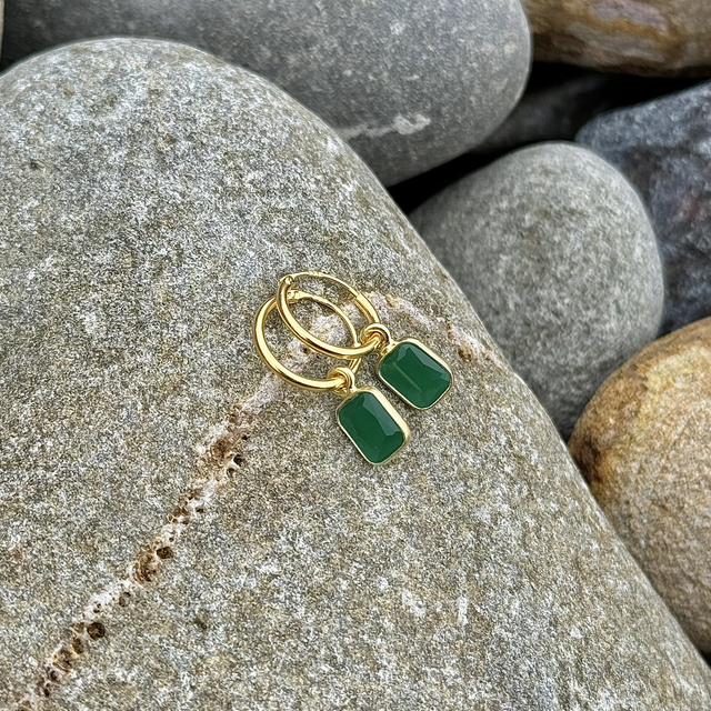 Green Onyx Small Hoops