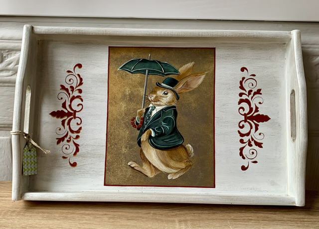 Plateau "lapin au parapluie"