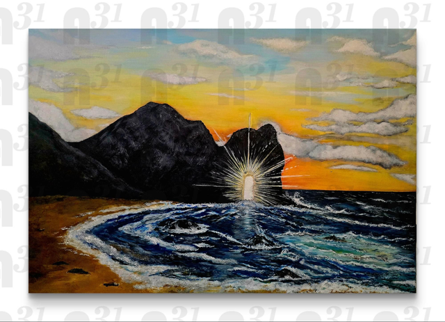 680. Through the keyhole. Durdle Door .Original Art