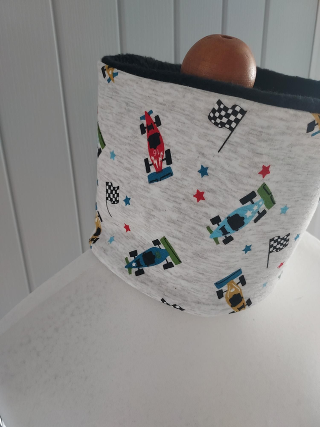 Racing Car Neck Warmer, Snood with Black Fleece,