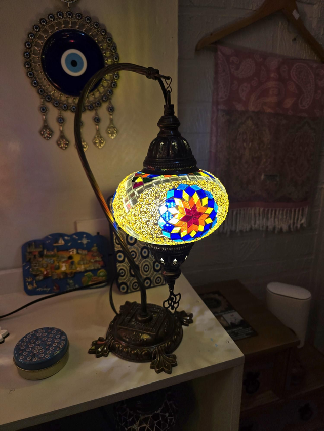 Large Mosaic Swanneck Table Lamp