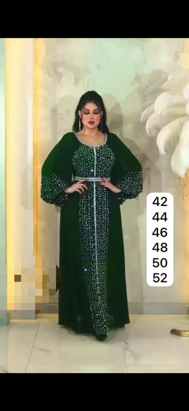 Robe de Soirée Vert Foncé Eid Collection / Réf : RMSRJ08