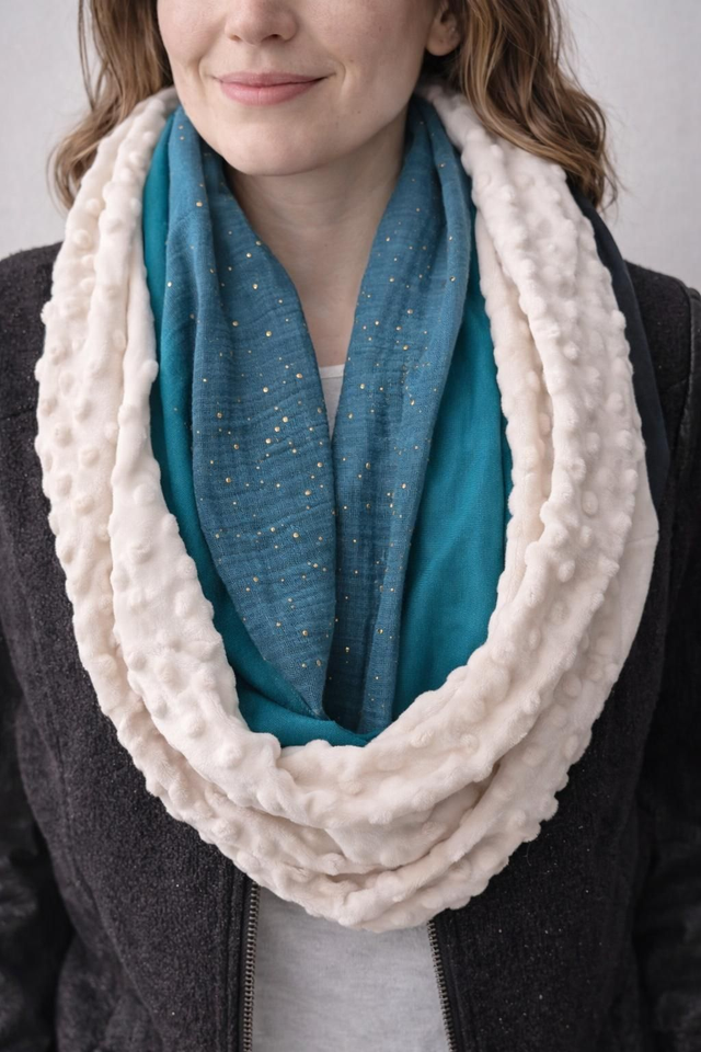 Tour de Cou bleu et or - Élégance et Douceur pour l'Hiver  (1)