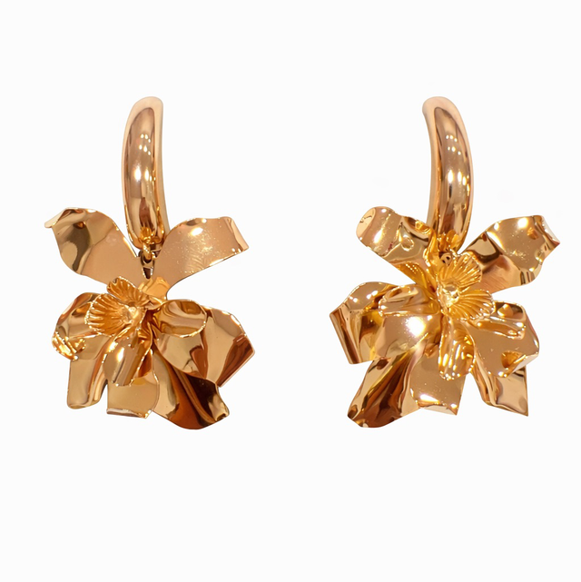 Pendientes flor dorada 