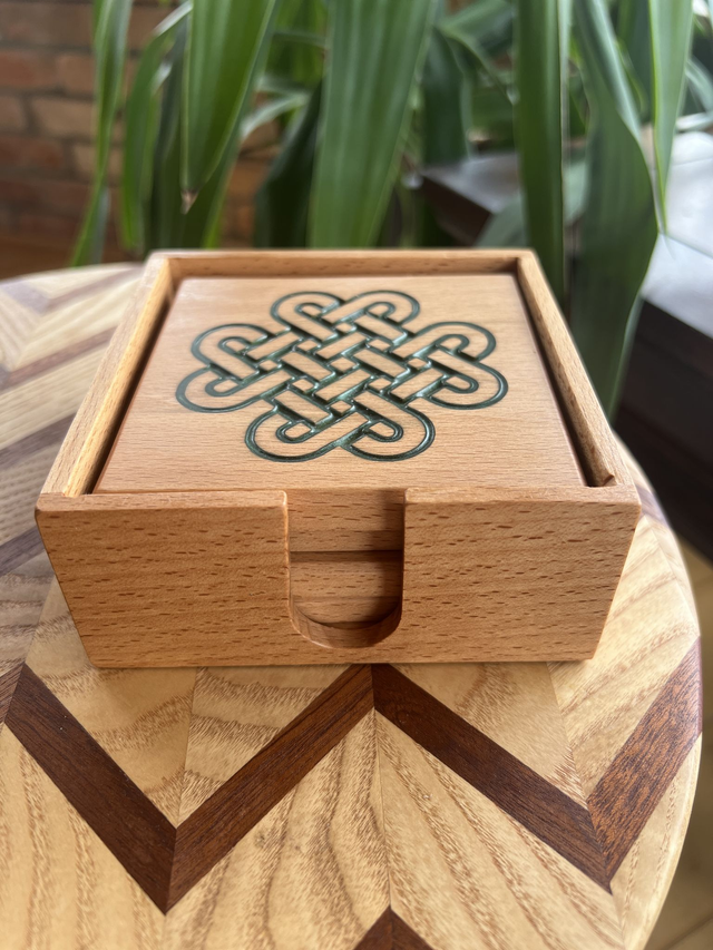 Celtic Knot Coaster Set with Holder