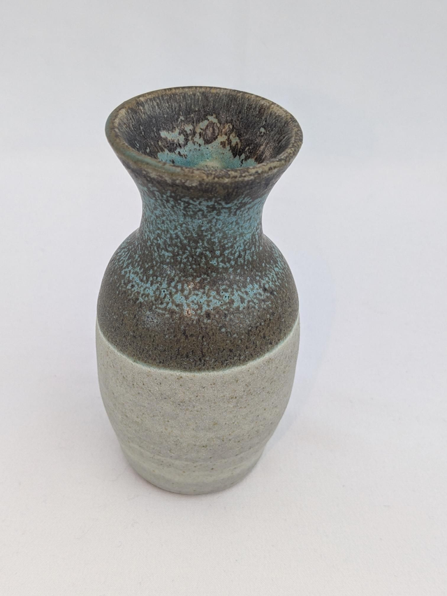 Turquoise and light oatmeal bud vase 