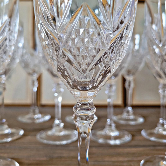 X Verres à vin ciselé Cristal d'Arques modèle Fontenay (10 verres)