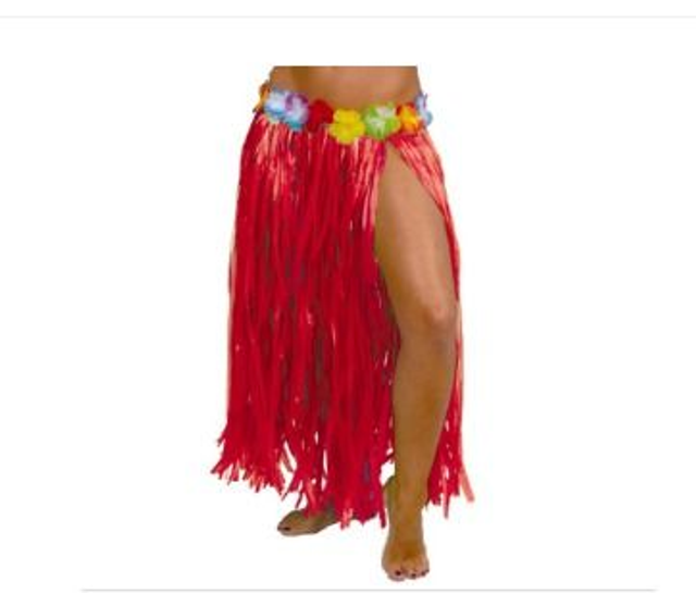 PARTY HAWAI , GONNA HAWAIANA CM 75  COLOR PAGLIA ROSSA