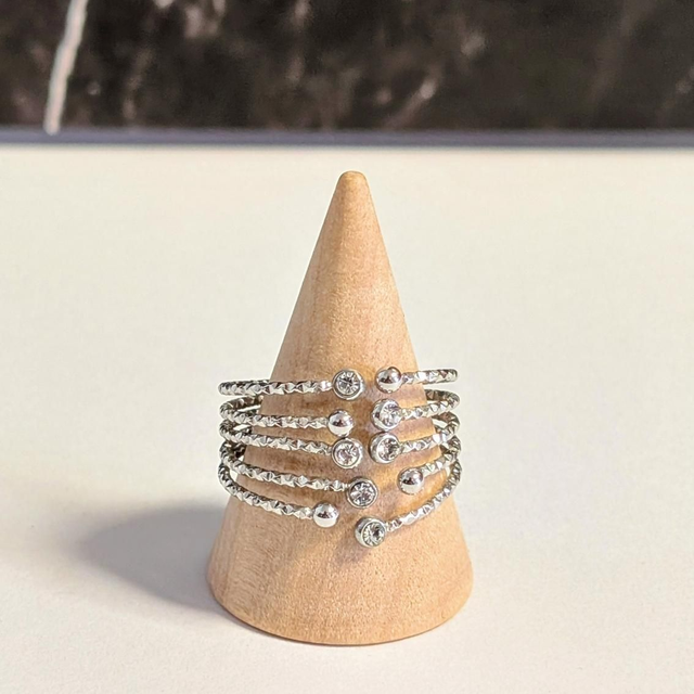 Bague anneau strass argenté 