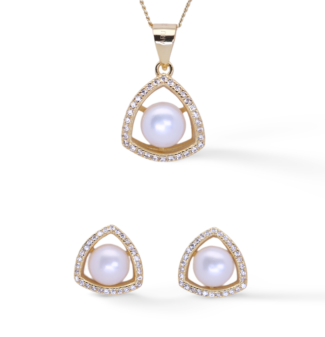 Elegantes Perlen-Set mit Zirkonia - Odine