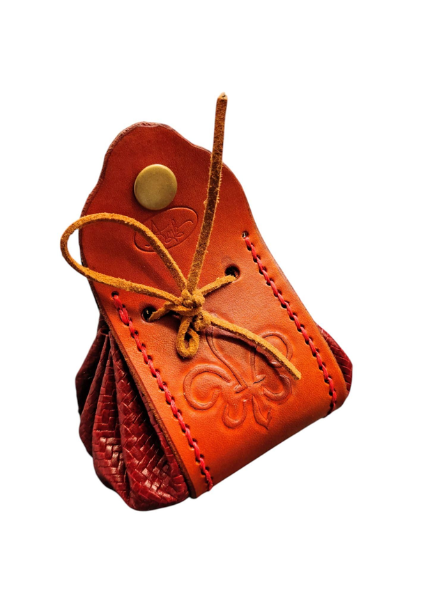 Bourse Amboisienne fleur de lys - rouge/fauve