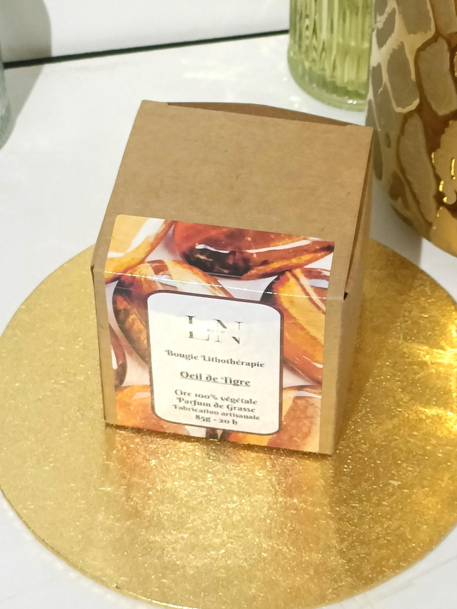 Bougie Lithothérapie Oeil de Tigre