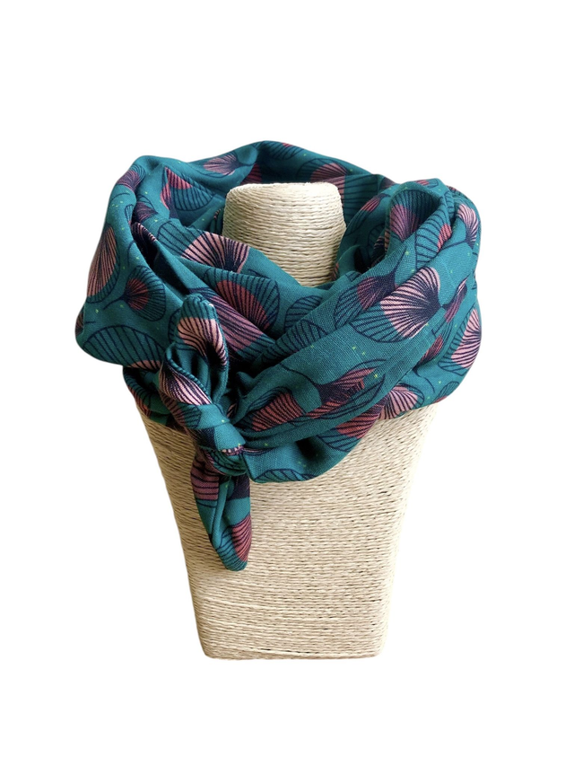Echarpe 180 cm de long - PLUMES - vert foncé