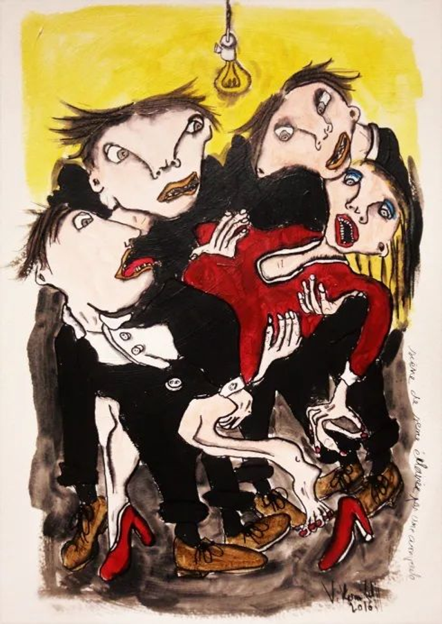 Scène de sexe éclairée par une ampoule