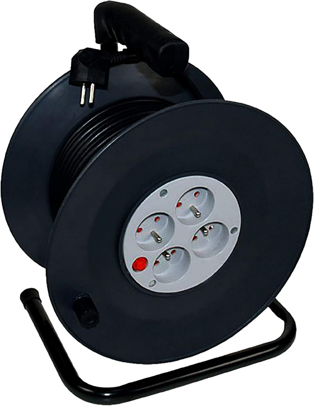 GEFOM ENROULEUR BRICOLAGE 3G1,5 30M, Noire, 30 mètres