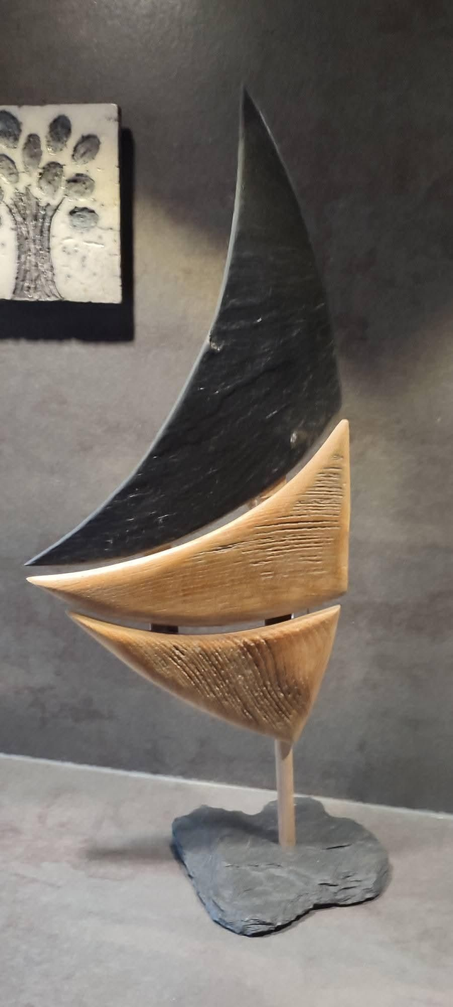 Bateau 3 pieces bois et ardoise