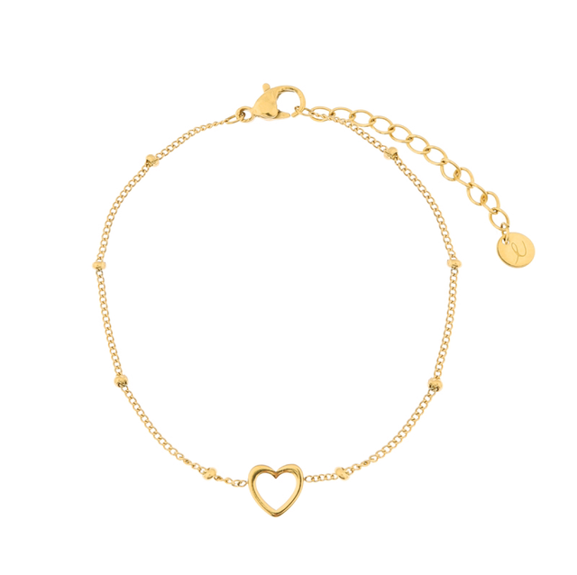 Rvs gouden armband hart incl. kaart