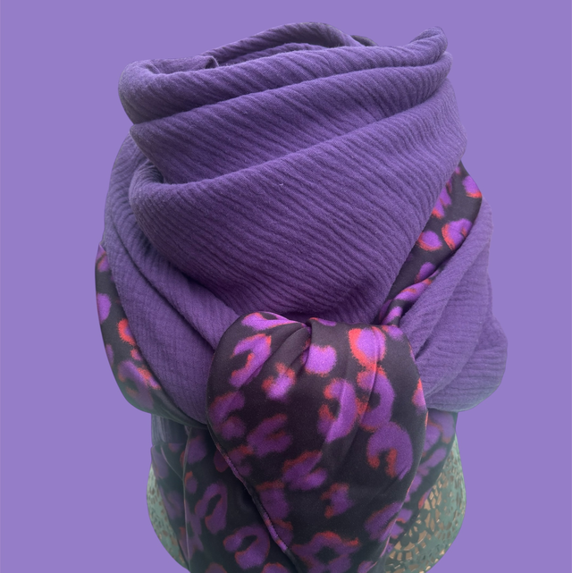 ÉCHARPE VIOLET LÉOPARD – ÉCHARPES COULEURS AUDACIEUSES