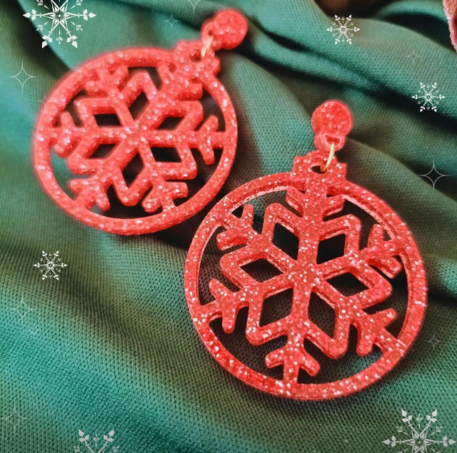 Snowflake Bauble Christmas earrings 