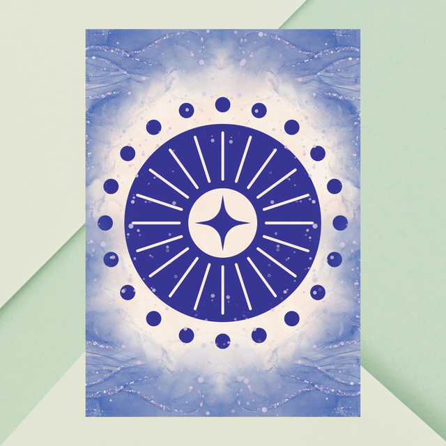 Mystic Radiance Wall Art Print / Affiche Murale Radiance Mystique - Blue Celestial Starburst Boho