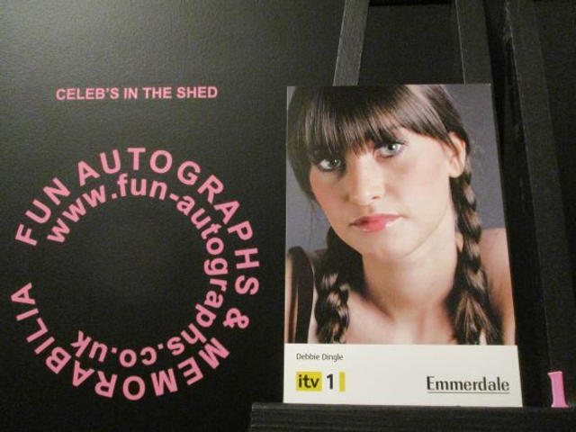 Charley Webb (Debbie Dingle) Original Emmerdale Yellow &amp; Black Logo Cast Card (1)