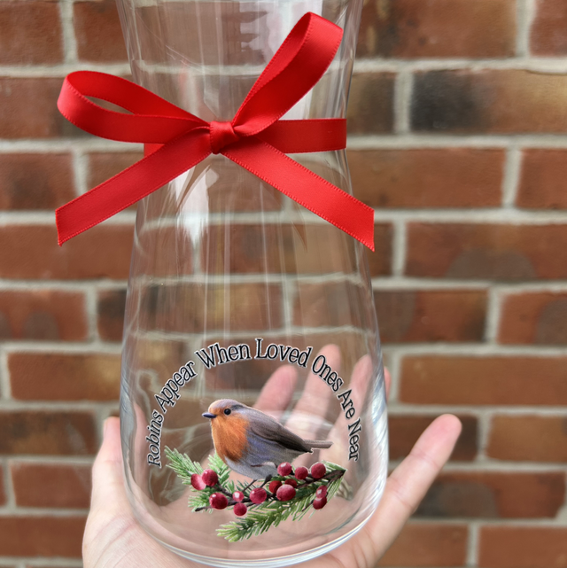 Robins Appear When Loved Ones Are Near Glass Vase