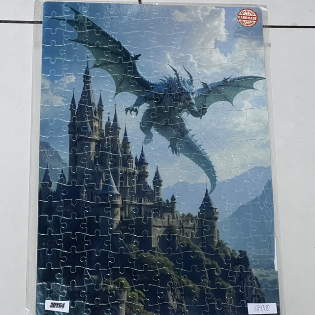 A3 sublimation jigsaw with dragon flying over castle limited to 1
