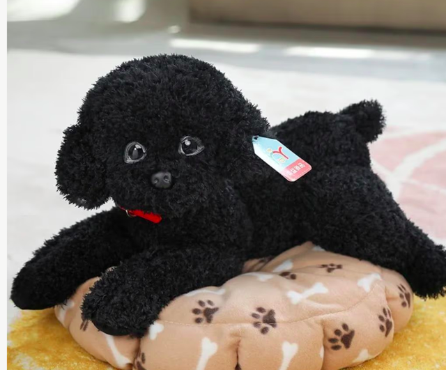Zachte realistische Teddyhond knuffel (35cm) zwart