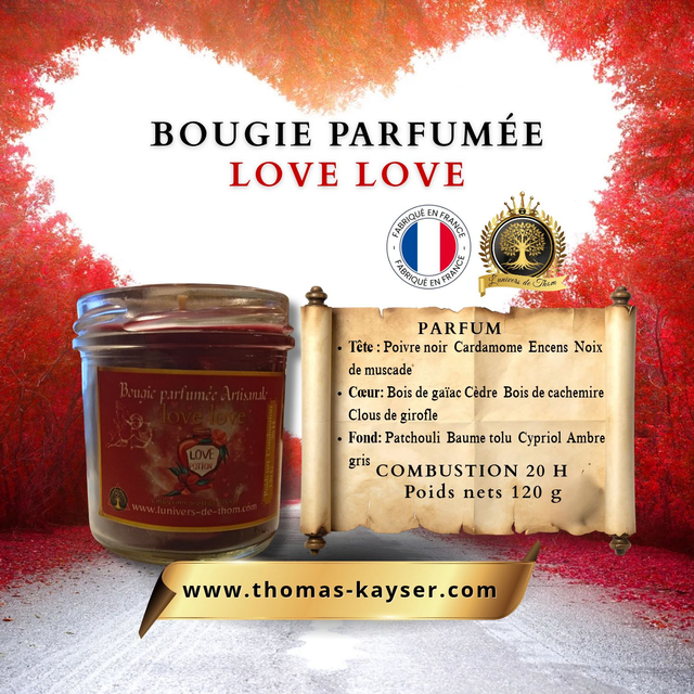 Bougie Artisanale Love Love Cristal de Roche 120g