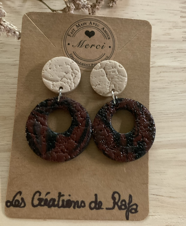 B16 Puces d’oreilles pendantes en pâte polymère,résine UV argentées  ⛔️aux -6 ans