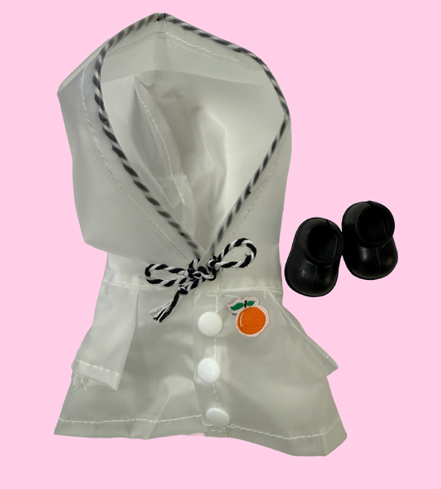 17cm Doll Costume (White Raincoat with Boots)