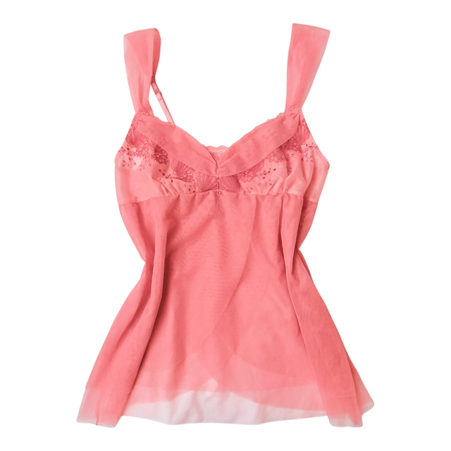 coquette coral pink mermaid seashell embroidered cups cami 