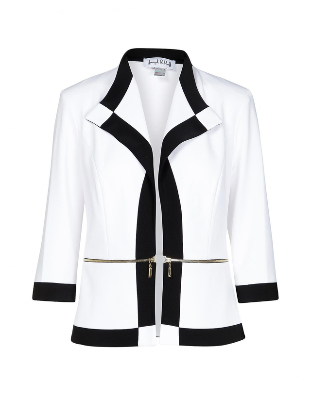 Joseph Ribkoff 6783951 valkoinen jakku mustin somistein